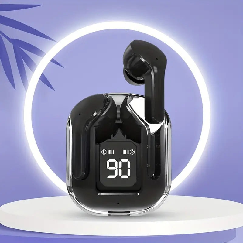 Transparent Wireless Bluetooth Earbuds with LED Digital Power Display Case